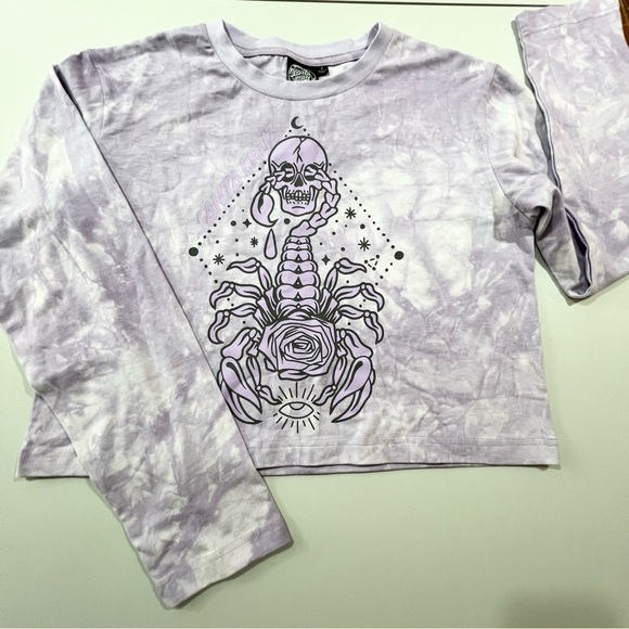 NWT Santa Cruz Scorpio Purple Tie Dye Long Sleeve Crop Top T Shirt Small - Picture 6 of 10